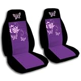 2 Black and Purple seat covers with Sweet Pink Butterflies for a 2006 to 2011... by Designcovers