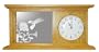 Oak Desk Top Clock With Hummingbird Etched Mirror - Hummingbird Decor - Unique Hummingbird Gift Ideas - Fully Assembled - 21-3/4'' wide x 10-3/4'' tall x 3'' deep