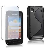 MaryCom PREMIUM QUALITÄT TPU Silikon Handytasche schwarz für das Samsung Galaxy S Super Clear LCD i9003 Smartphone + gratis Displayschutzfolie / TPUS i9003