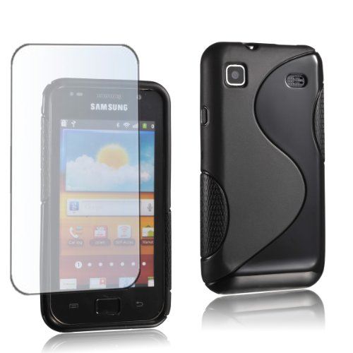 MaryCom PREMIUM QUALITÄT TPU Silikon Handytasche schwarz für das Samsung Galaxy S Super Clear LCD i9003 Smartphone + gratis Displayschutzfolie / TPUS i9003
