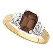 14K Two-Tone Gold Smoky Quartz and Diamond Ring