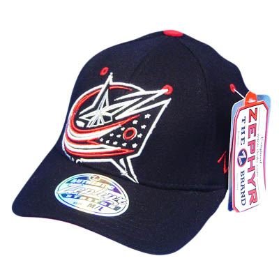 NHL COLUMBUS BLUE JACKETS BLACK FLEX FIT MED LG HAT CAP