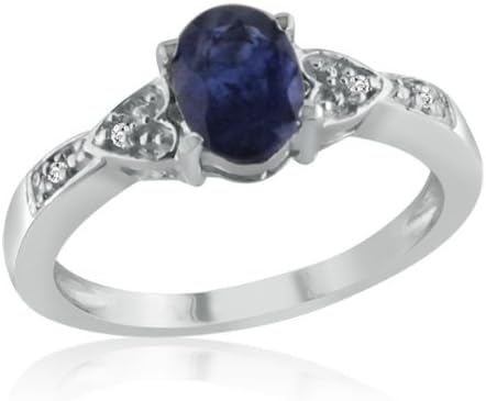Sterling Silver Sapphire and Diamond Ring ( Available Sizes 5-10) Sz 9