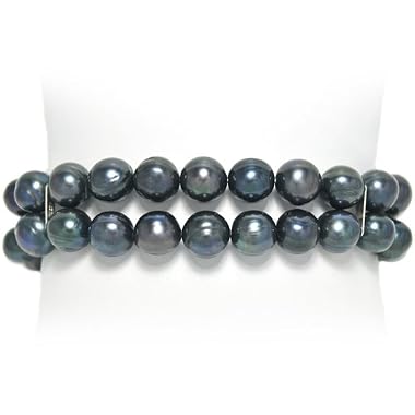 HinsonGayle Double Strand 8-9mm Black Baroque Pearl Bracelet