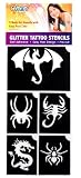 Dragons and Spiders Glitter Tattoo Stencil Set Party Accessory