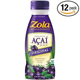 Zola Brazilian Superfruits Acai Original Juice, 12-Ounce Bottles (Pack of 12)