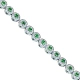 18k White Gold Tsavorite and Diamond Bracelet (2.45 cttw, G-H Color, SI2 Clarity), 7.25"