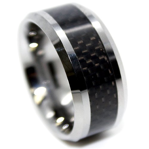 Blue Chip Unlimited - Extra Wide 10mm Tungsten Black Carbon Fiber Ring Wedding Band Designer Fashion Ring Engagement Ring (Available Sizes 7-17) (10.5) Blue Chip Unlimited - Extra Wide 10mm Tungsten Black Carbon Fiber Ring Wedding Band Designer Fashion Ring Engagement Ring (Available Sizes 7-17) (10.5)