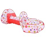 Children Game Play Tent - Pericross® Play Tunnel and Tent Play Tent Cubby-Tube-Teepee Indoor Pop up Tent 3pc Outdoor Gamehouse Toy Hut Easy Fold Ocean Ball Pool with Basketball Hoop
