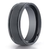 RECF7802SCM 6.00 Millimeters Seranite Black Wedding Ring by Benchmark with rounded edges and brushed finish, Finger Size