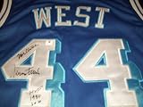 GAI Authentic Jerry West Autograph Throwback Blue Los Angeles Lakers Jersey w/ HOF Inscriptions