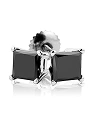 Princess Cut Black Diamond Stud Earrings 1ctw