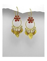 Carnelian Earrings In Brass