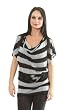Perpetual Vogue Black Grey Striped Belted Sexy Tunic Top