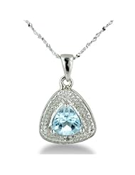 1ct Trillion Blue Topaz And Diamond Pendant On 18 Inch Sterling Silver Necklace