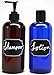GiniHomer 2 Pack Firefly Craft Cobalt Blue Plastic One Touch Disc Top Bottles with Chalkboard Labels, 16 Ounces Each