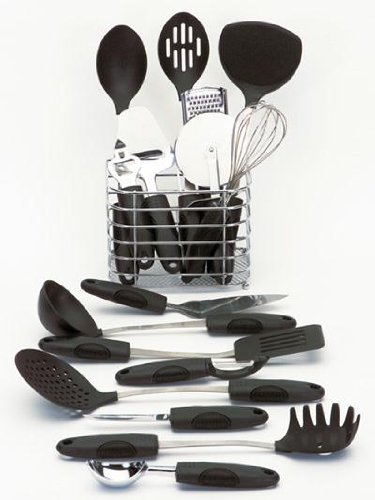 Maxam 17pc Kitchen Tool Set w/ Wire Basket Holder