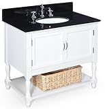 Beverly 36 Bathroom Vanity (Black/white), Includes Solid Wood Cabinet with Granite Countertop, Ceramic Sink, and Chrome Faucet