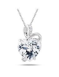 0.03 Cts Diamond & 3.00 Cts White Topaz Heart Pendant in 14K White Gold