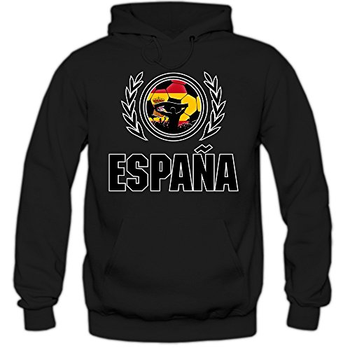 Spanien EM 2016 #2 Hoody | Fußball | Herren | La Furia Roja | Trikot | Nationalmannschaft, Farbe:Schwarz (Black F421);Größe:M