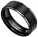 8mm Black Tungsten Carbide Rings Flat Brushed Matte Comfort Fit Size 6 to 13