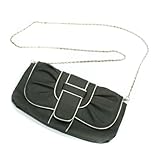 Black Bethy Clutch Handbag Purse w/Silver Chain Strap