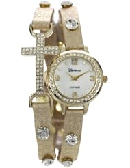 GP by Brinley Co. Womens Rhinestone Accent Cross Wrap Watch