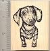 Dachshund Dog Rubber Stamp - Wood Mounted