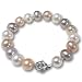 Tricolor White Lavender Peach 10-11mm AA+ Cultured Pearl Platinum Overlay Sterling Silver Rose Clasp Bracelet 7" (L1S2R2)