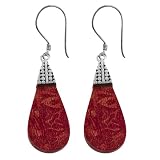 Dainty Red Sea Coral 925 Sterling Silver Dangle Earrings