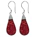 Dainty Red Sea Coral 925 Sterling Silver Dangle Earrings