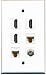 RiteAV - 3 HDMI 1 Port Coax Cable TV- F-Type 2 Port Cat6 Ethernet White Wall Plate