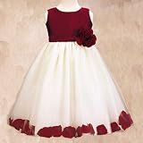 LITO Special Occasion BURGUNDY Petal Wedding Flower Girls Dress 2T-12