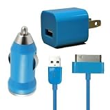 Gogo Surge Blue Color USB Travel Kit with Car Charger, Wall Charger and USB SYNC Cable Adapter for Apple iPod & iPhone (ANY MODEL)