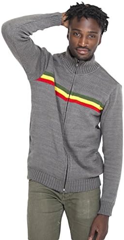 Men's Rasta Reggae Cold Winter Warm Jacket-Grey-XL