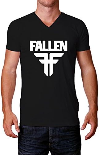 Fallen T Shirts A0139 Joylucky Mens V Neck T Shirt Short Sleeve Band Tees Black M