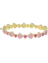 Molly Glitz Girls 14K Gold Plated Crystal Hearts Cut Out Bangle Bracelet