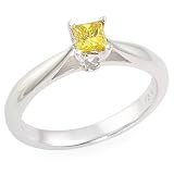 1/4ct Yellow Princess-cut 14K White Gold Diamond Ring