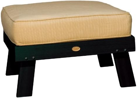 Highwood Pocono Deep Seating Ottoman, Charleston Green with Sunbrella Dupione Bamboo Cushions