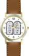 The 10 Ten Commandment Judaica Jewish Theme - WATCHBUDDY&reg; DELUXE TWO-TONE THEME WATCH - Arabic Numbers - Brown Leather Strap-Size-Large ( Men's Size or Jumbo Women's Size )