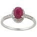 10k White Gold Genuine Ruby and Diamond Ring (1/8 title=