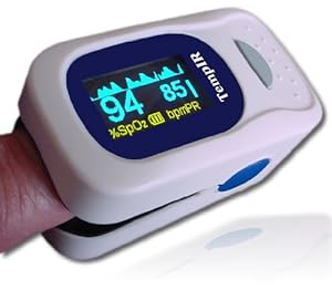 Pulse Oximeter - TempIR - Handheld Portable - Digital Blood Oxygen and Pulse Sensor Meter with Alarm - Home and Professional - Fast Readings From the Finger-fingertip - For Adults, Children, Perfect for Sports Use - Quality Design - Best Value - Full No Hassle Money Back Guarantee.