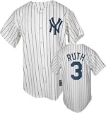 MLB Babe Ruth New York Yankees 1927 Adult Short Sleeve Synthetic Replica Jersey (Pinstripes-Yankees Coop, Small)