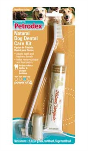 Petrodex natural dog dental care kit, peanut toothpaste with 2 to…