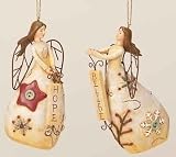 Pack of 6 Sweet Memories Hope and Believe Button Angel Christmas Ornaments 4.75