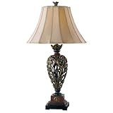 Kenroy Home Iron Lace Table Lamp with 18 inch diameter light Gold shade