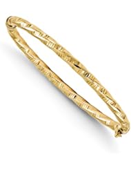 Leslies 14k Polished and Textured Twisted Hinged Bangle