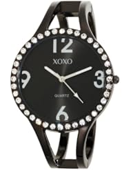 XOXO Womens XO1093 Black Dial Gun Metal Bangle Watch