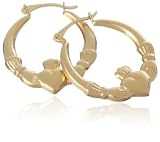 Image of 9ct Yellow Gold AMC96933 Ladies Cladagh Creole Earrings