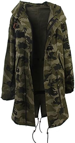 Changde360 Warm winter high fashion street woman casual hooded trench denim cooton washed outerwear loose clothing good quality camouflage longS Soft